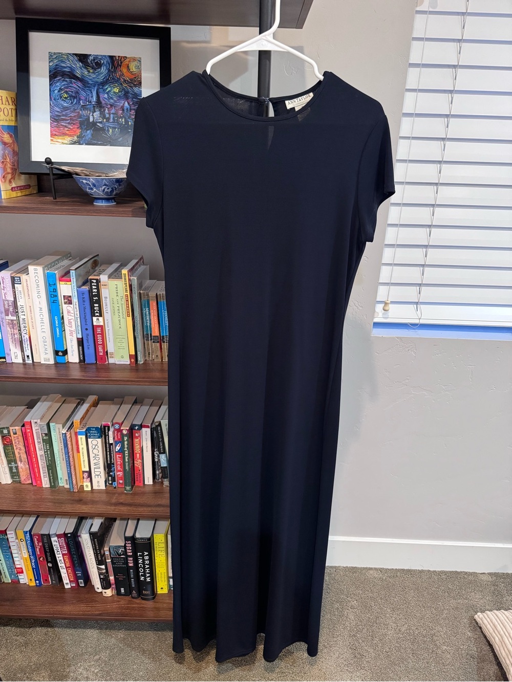 Ann Taylor Black Short-Sleeve Maxi Dress